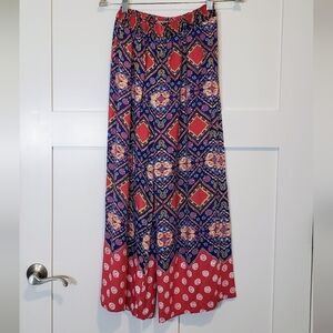 Angie Wide Leg High Rise Cropped Pants Size Small Floral Paisley Print